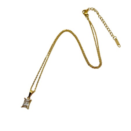 necklace steel gold chaon with white zirgon